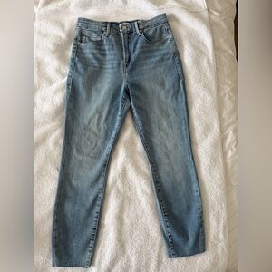 Good American light blue straight ankle jeans